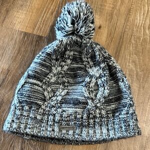 Merrell Black and Gray Cable Knit Beanie